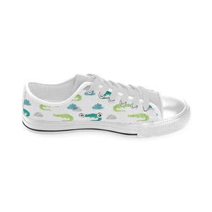 watercolor crocodile pattern Men's Low Top Shoes White