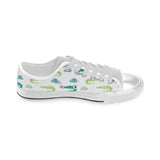 watercolor crocodile pattern Men's Low Top Shoes White