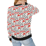 Red mushroom dot pattern Women's Crew Neck Sweatshirt