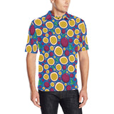 Passion fruit blue background Men's All Over Print Polo Shirt