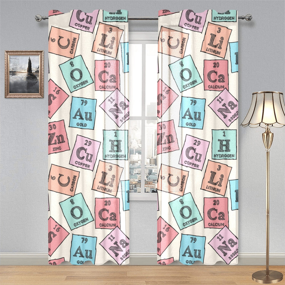 Chemistry Periodic Table Pattern Print Design 02 Gauze Curtain