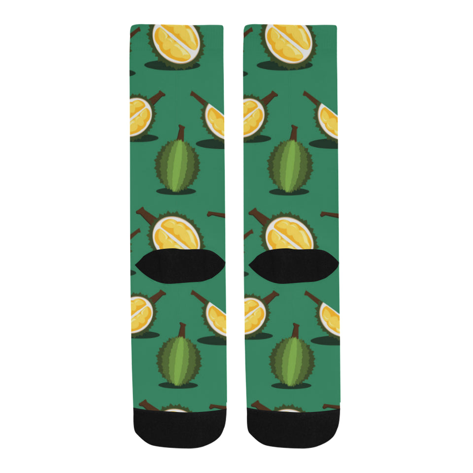 Durian pattern green background Crew Socks