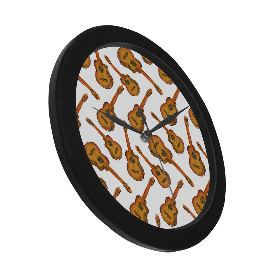 Paint Guitar Pattern Elegant Black Wall Clock