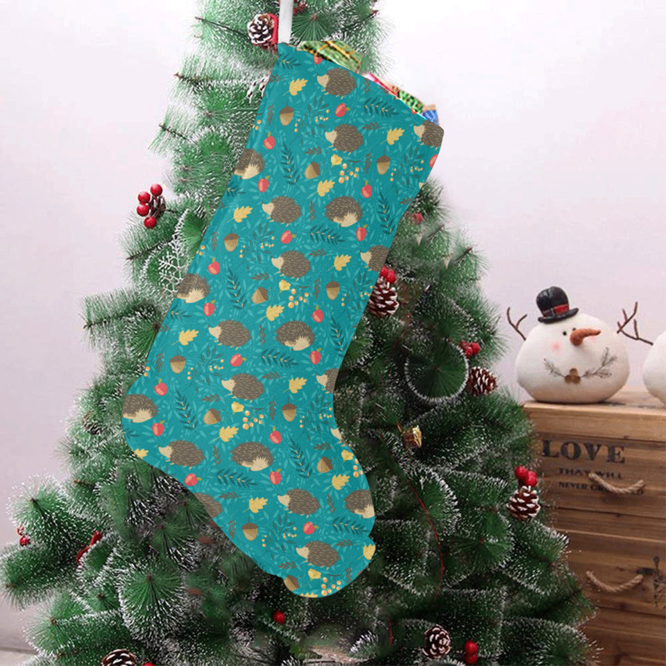 Hedgehog Pattern Print Design 01 Christmas Stocking