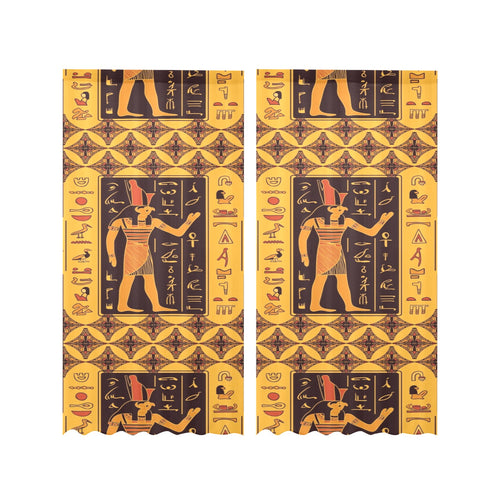 Egypt Hieroglyphics Pattern Print Design 05 Gauze Curtain