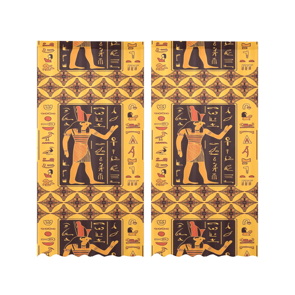 Egypt Hieroglyphics Pattern Print Design 05 Gauze Curtain