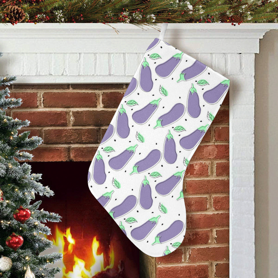 Eggplant Pattern Print Design 05 Christmas Stocking