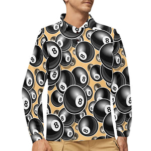 Billiard Ball Pattern Print Design 04 Men's Long Sleeve Polo Shirt