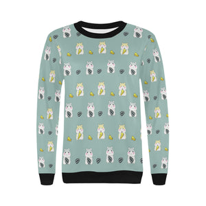 Cute hamster cheese pattern Women's Crew Neck Sweatshirt