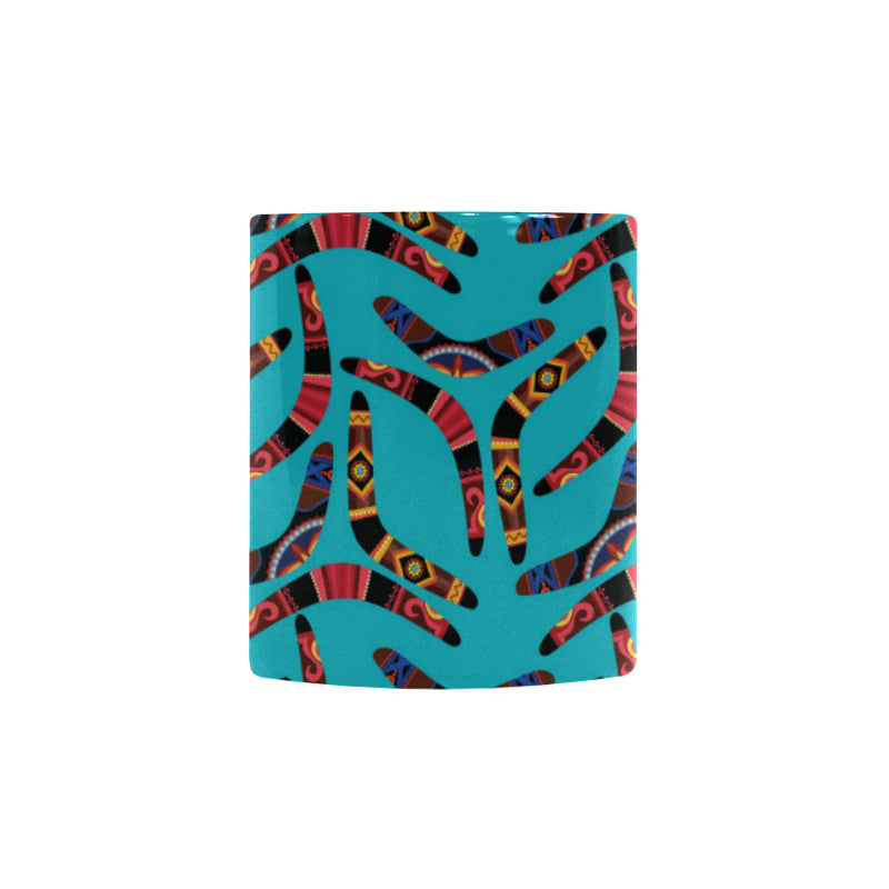 Boomerang Australian aboriginal ornament blue back Morphing Mug Heat Changing Mug