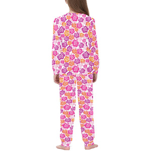 Hibiscus Pattern Print Design 01 Kids' Boys' Girls' All Over Print Pajama Set
