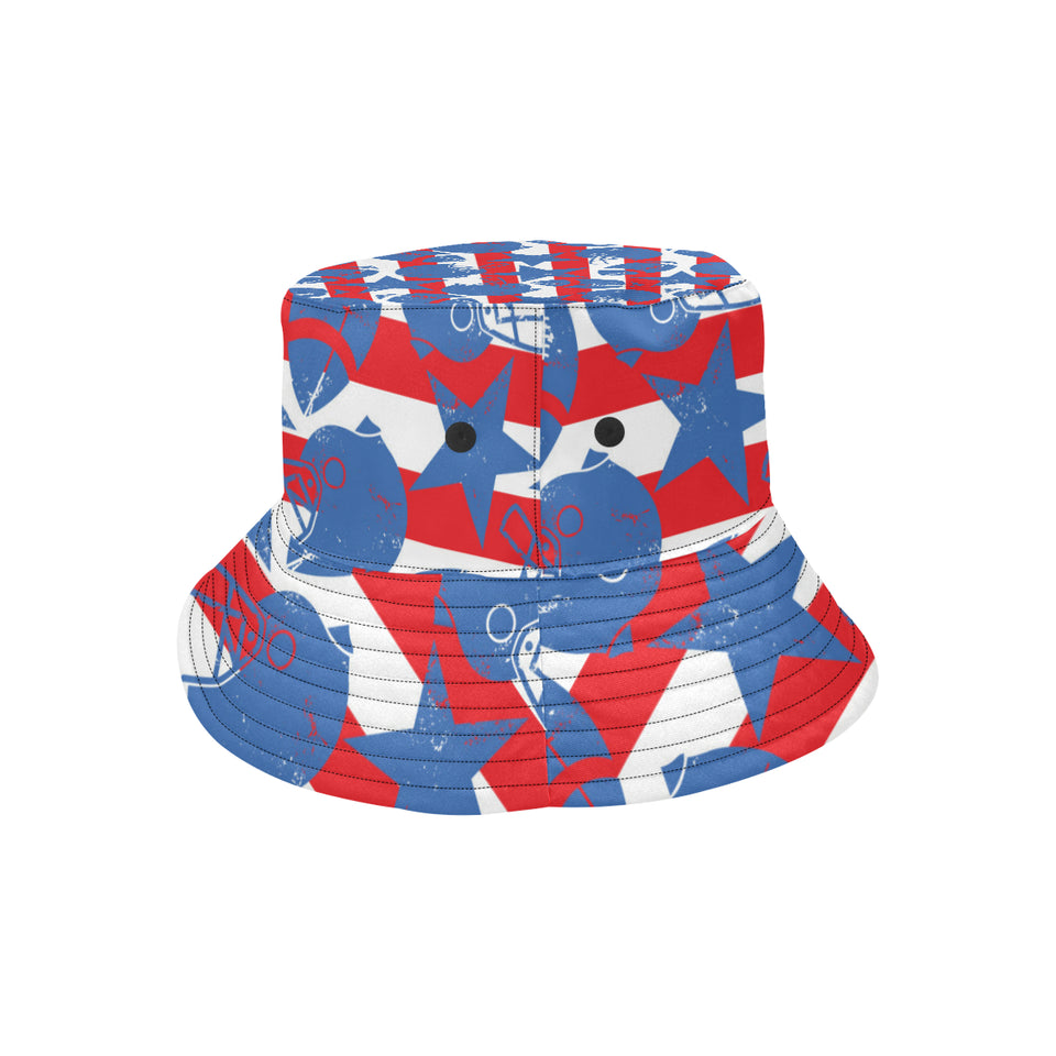 American football ball star stripes pattern Unisex Bucket Hat