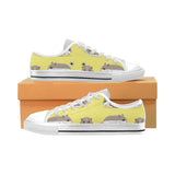 Cute Hamster pattern Men's Low Top Canvas Shoes White