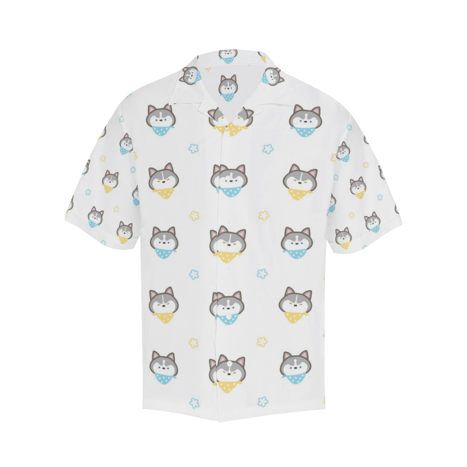 Cute Siberian Husky pattern Men's All Over Print Hawaiian Shirt