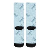 Dragonfly pattern blue background Crew Socks