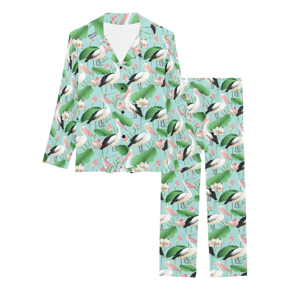 Pelican Pattern Print Design 01 Women's Long Pajama Set