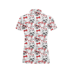 Yorkshire Terrier Pattern Print Design 04 Women's All Over Print Polo Shirt