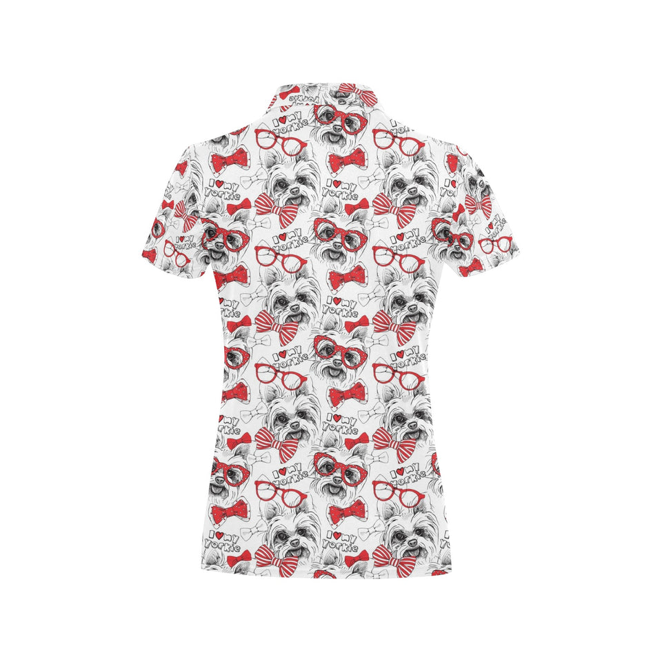 Yorkshire Terrier Pattern Print Design 04 Women's All Over Print Polo Shirt