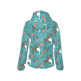 Boston terrier beautiful flower pattern Women's Padded Hooded Jacket