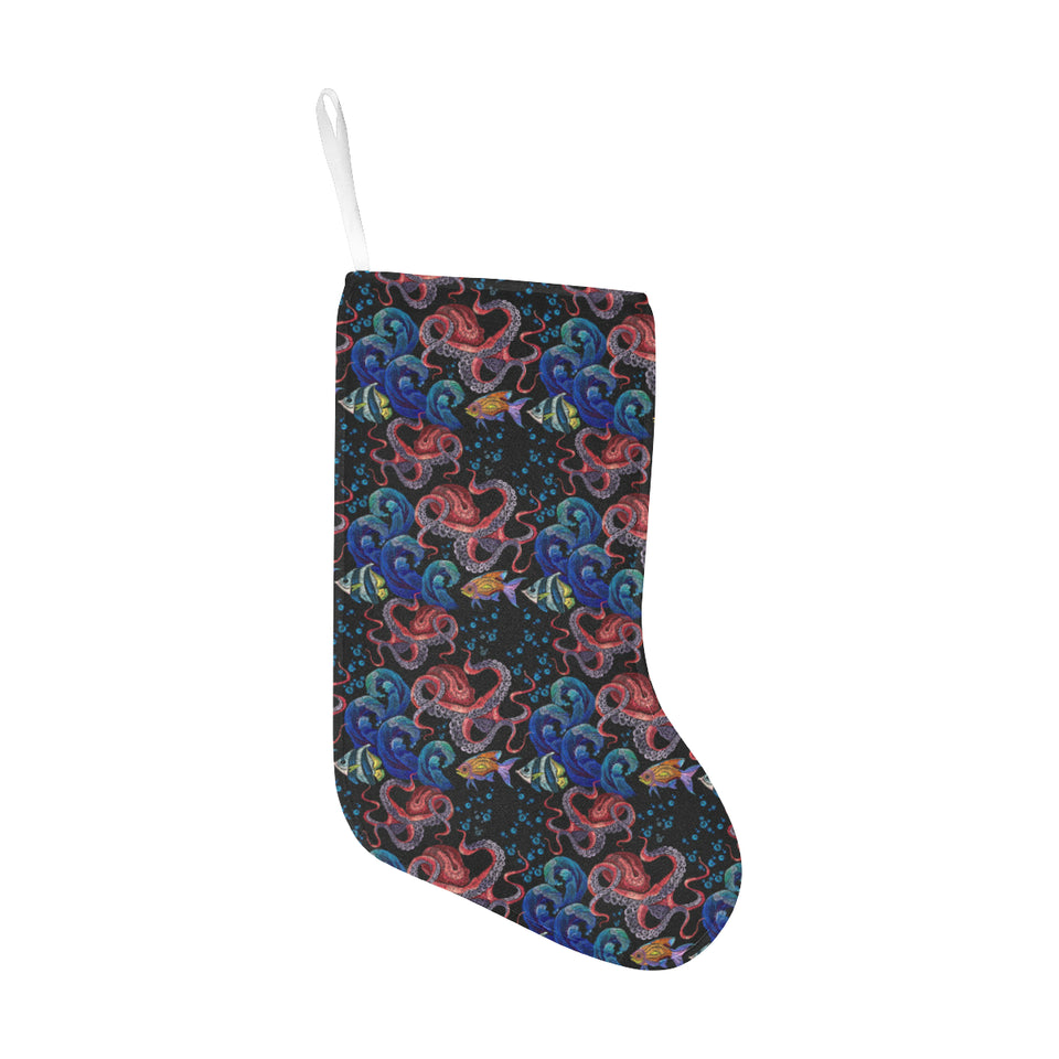 Octopus sea wave tropical fishe pattern Christmas Stocking