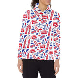 British Pattern Print Design 01 Women's Long Sleeve Polo Shirt