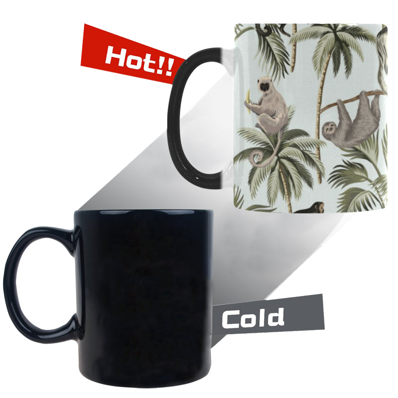Monkey sloth lemur palm trees pattern Morphing Mug Heat Changing Mug