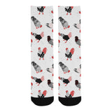 Cool rooster chicken cock floral ornament backgrou Crew Socks