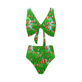 Clown Fish Pattern Print Design 01 Chest Bowknot High Waisted Bikini Swimsuit