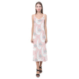 Cute moon cloud star pattern pink dot background V-Neck Open Fork Long Dress