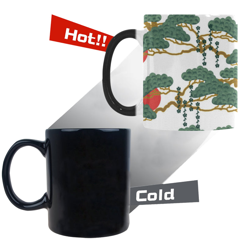Bonsai red sun japanese pattern Morphing Mug Heat Changing Mug