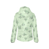 broccoli sketch pattern Women's Padded Hooded Jacket