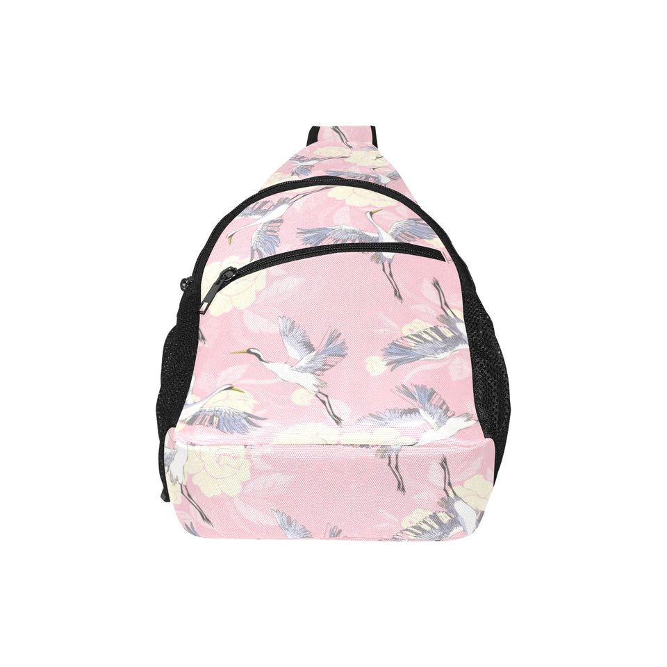Japanese crane rose pattern All Over Print Chest Bag
