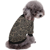 luxurious gold lotus waterlily black background All Over Print Pet Dog Round Neck Fuzzy Shirt