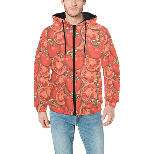 Red Tomato Pattern Men's Padded Hooded Jacket