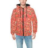 Red Tomato Pattern Men's Padded Hooded Jacket