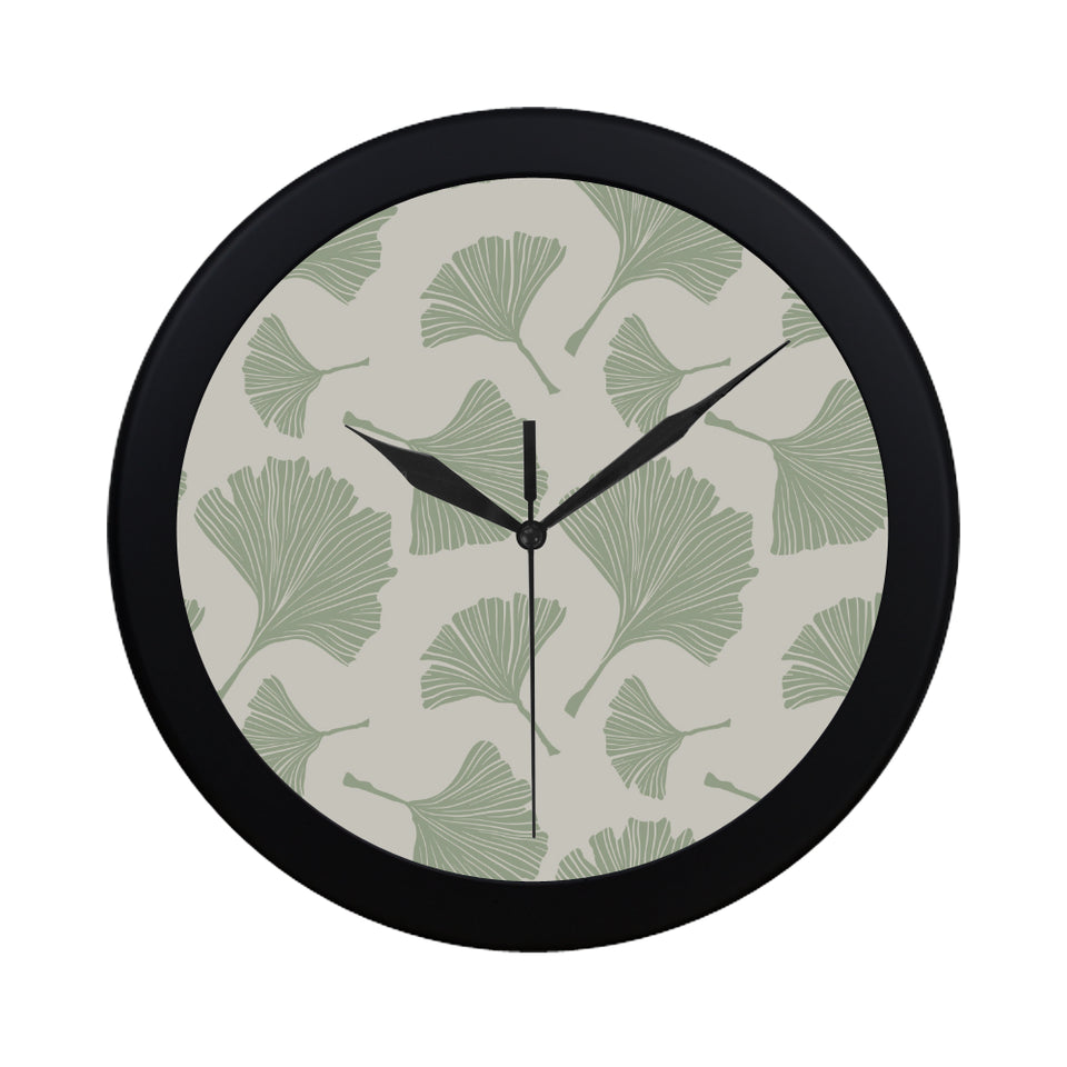 Ginkgo leaves pattern Elegant Black Wall Clock
