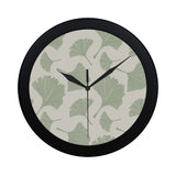 Ginkgo leaves pattern Elegant Black Wall Clock