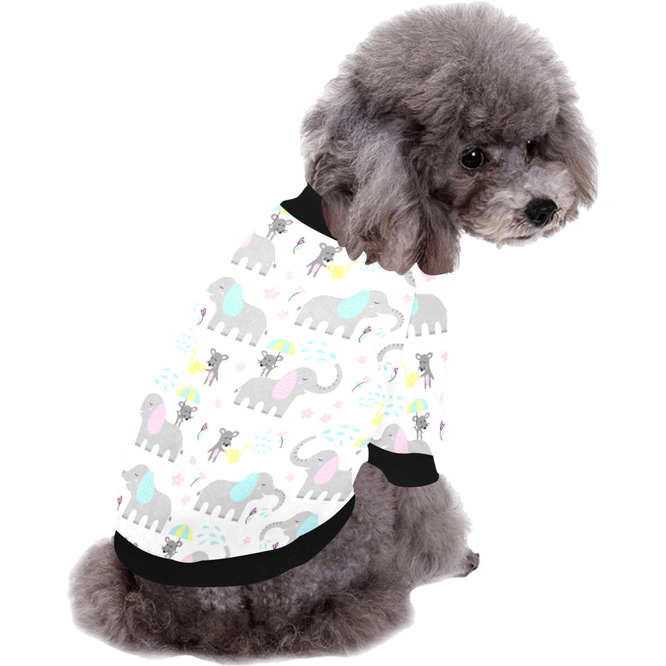 Cute elephant mouse pattern All Over Print Pet Dog Round Neck Fuzzy Shirt
