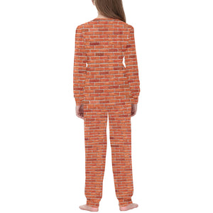 Brick Printed Pattern Print Design 03 Kids' Boys' Girls' All Over Print Pajama Set
