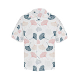 Black Gray Cream coral ginkgo leaves pattern Men's All Over Print Hawaiian Shirt