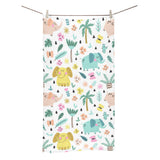 Cute elephants palm tree flower butterfly pattern Bath Towel