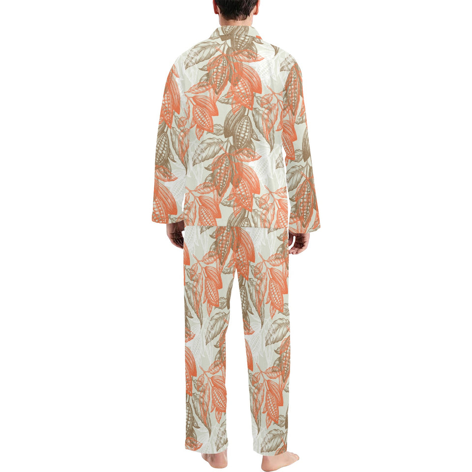 Cocoa beans Cocoa tree pattern Men's Long Pajama Set