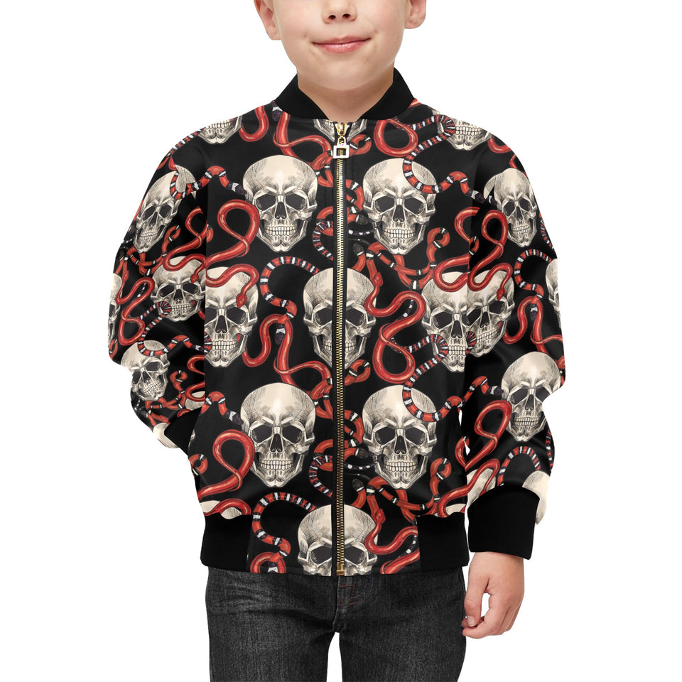 Red snake skull pattern Kids' Boys' Girls' Bomber Jacket
