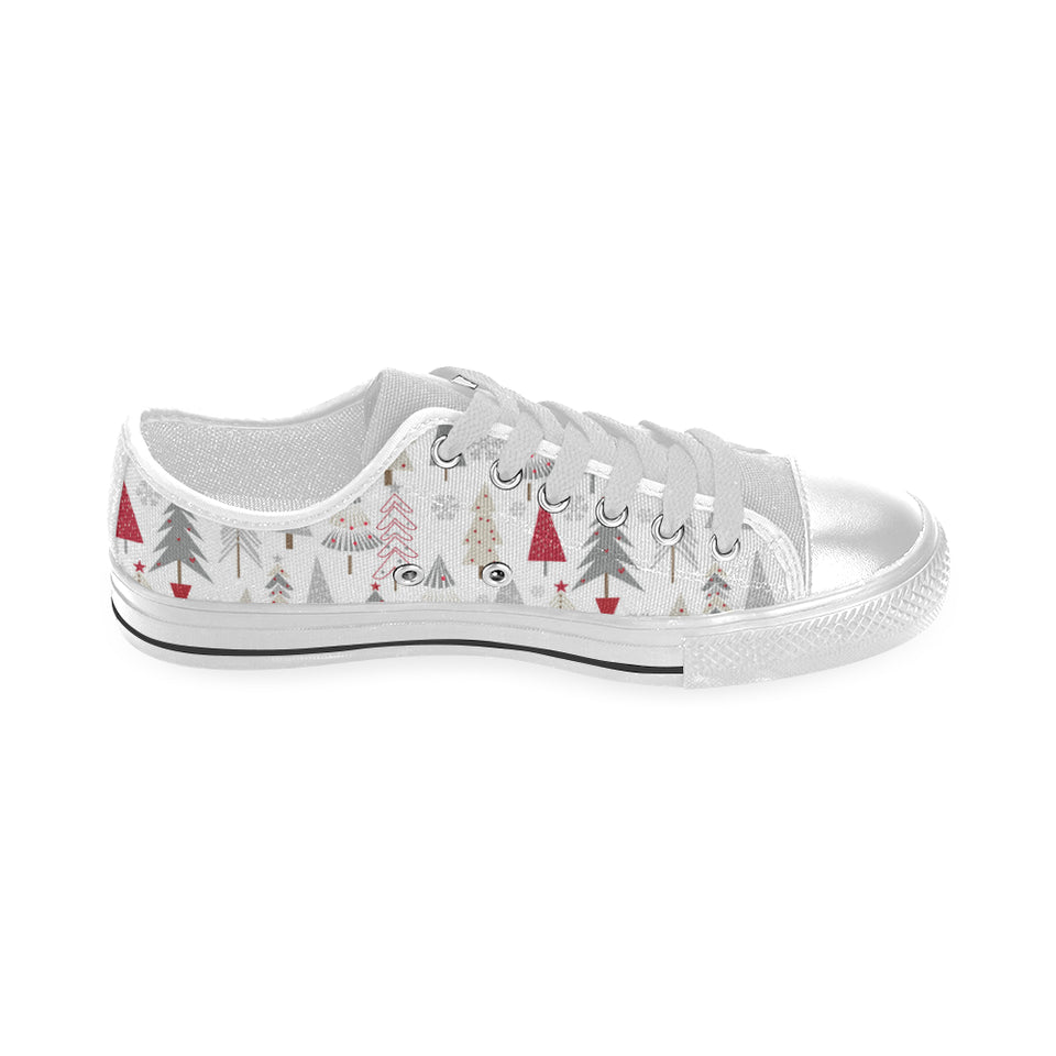 Cute Christmas tree pattern Men's Low Top Shoes White