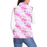 Pink flamingo flower pattern Women's Padded Vest