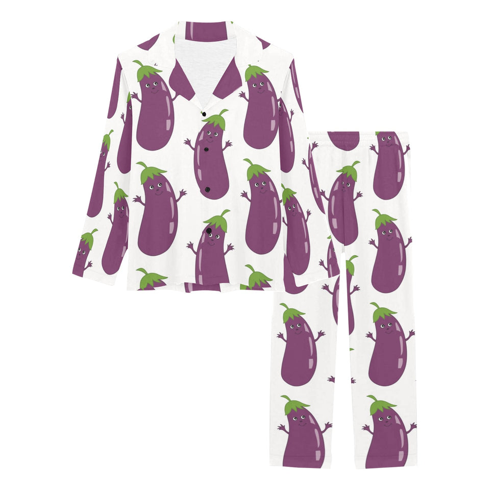 Eggplant Pattern Print Design 01 Women's Long Pajama Set