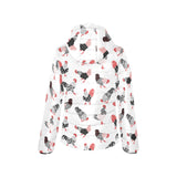 Cool rooster chicken cock floral ornament backgrou Women's Padded Hooded Jacket