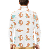 Cute Kangaroo pattern Men's Long Sleeve Polo Shirt