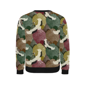Japanese cranes flying forest dot pattern Men's Crew Neck Sweatshirt