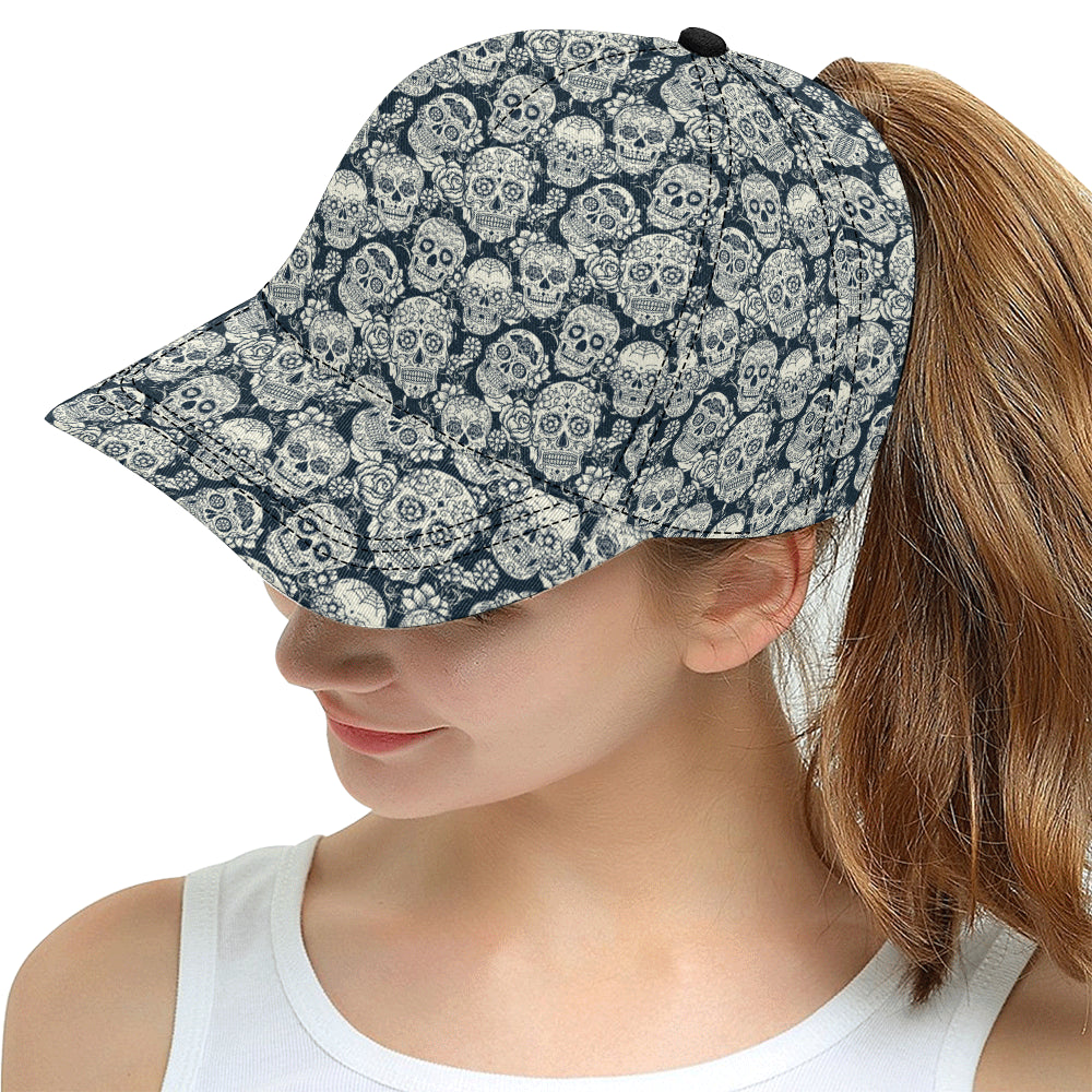 Sugar skull black white pattern All Over Print Snapback Cap